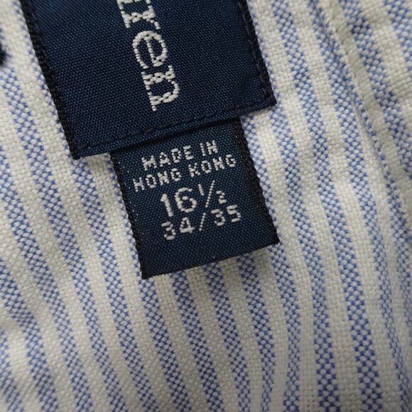 Vintage Polo Ralph Lauren Button Up Shirt Mens 16.5 34 Blue Regular Fit Striped - Picture 9 of 13